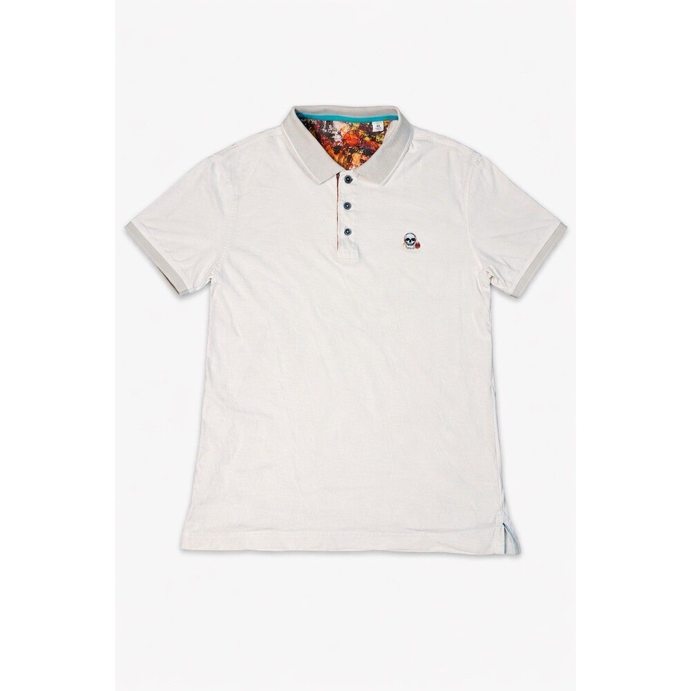 Robert Graham Polo Shirt Mens M White Skull Embroidered Classic Fit